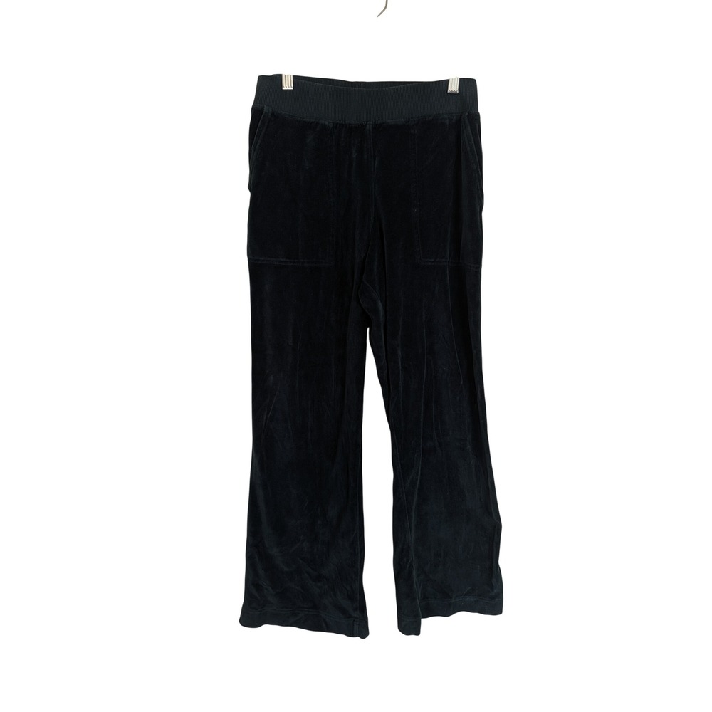 Pact Organic Cotton Velour Pants Teal Blue WideLeg Loungewear Small Eco-friendly